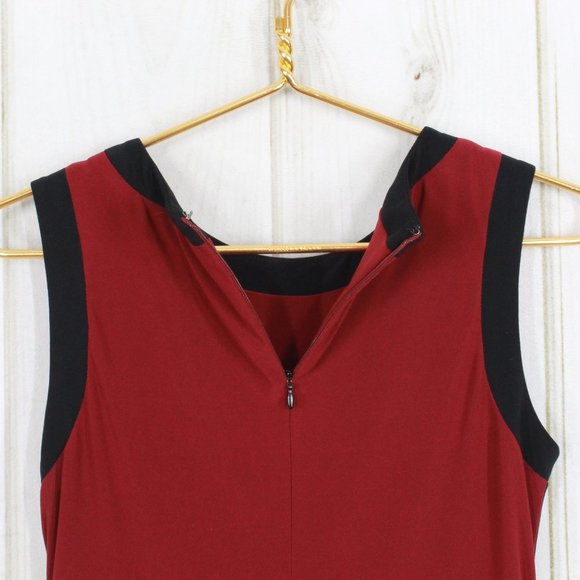 Ralph Lauren Red Sleeveless Snap Detailed Ruched Slimming Sheath Dress Size 4 - Picture 10 of 13
